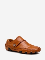 Men Button Design Solid Color Loafers