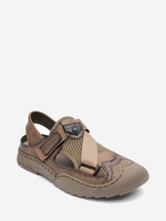 Men Cut Out Mesh Hook and Loop Sandals