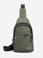 Multi-Compartment Letter Graphic Sling Bag