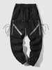 Multi-pocket and Reflective Stripe Design Zip Decor Techwear Cargo Pants Xl Night