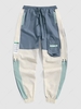 Multi-pocket Design Colorblock Cargo Pants S Deep blue