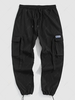 Multi-pocket Drawstring Leg Cargo Pants M Black