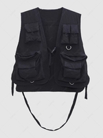 Multi-pocket Side-release Buckle Design Cargo Vest M Black