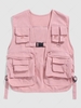 Multi-pocket Side-release Buckle Design Cargo Vest Xl Pink