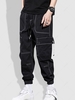 Multi-pocket Solid Color Topstitching Streetwear Cargo Pants Xxl Black
