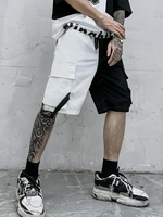 Multi-pocket Two Tone Color Drawstring Cargo Shorts Xl Black