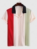 Multicolor Striped Button Up Notched Collar Shirt Xl Antique white