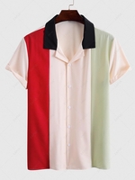 Multicolor Striped Button Up Notched Collar Shirt Xl Antique white