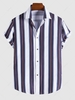 Multicolor Striped Short Sleeve Casual Shirt Xxl White