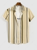 Multicolored Striped Short Sleeve Button Up Shirt Xxl Light coffee