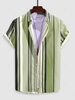 Multicolored Striped Short Sleeve Button Up Shirt Xxl Light green