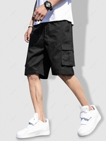 Multiple Pockets Drawstring Cargo Shorts Xl Black
