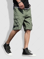Multiple Pockets Drawstring Cargo Shorts Xl Jungle green