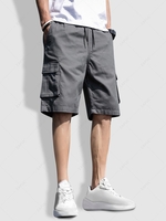 Multiple Pockets Drawstring Cargo Shorts Xl Light slate gray