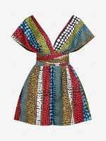 Multiway Colorblock Polka Dot Smocked Wide Leg Romper Xl Multi a