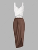 Multiway Criss Cross Tie Back Tank Top And Draped Slinky Maxi Skirt White