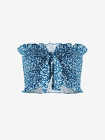 Multiway Ditsy Print Ruffle Crop Top L Deep blue
