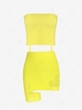 Multiway Knitted Tank Top and Openwork Skirt with One Leg Ring Yellow