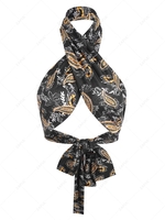 Multiway Retro Paisley Print Crop Top Black