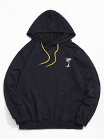 Mushroom Graphic Pouch Pocket Pullover Hoodie Xl Black