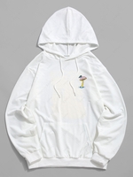 Mushroom Graphic Pouch Pocket Pullover Hoodie Xl White