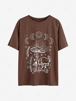 Mushroom Plant Moon Graphic Tee Xl Coffee