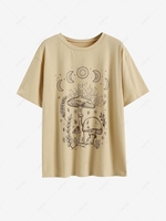 Mushroom Plant Moon Graphic Tee Xs Light coffee