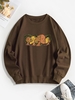 Mushroom Print Pullover Sweatshirt Xxl Deep coffee