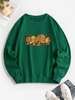 Mushroom Print Pullover Sweatshirt Xxl Deep green