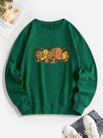 Mushroom Print Pullover Sweatshirt Xxl Deep green