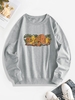 Mushroom Print Pullover Sweatshirt Xxl Gray