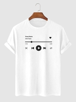 Music Player Graphic Cuffed Sleeve Tee 2xl White