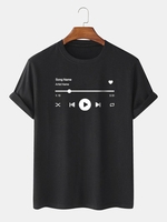Music Player Graphic Cuffed Sleeve Tee S Black