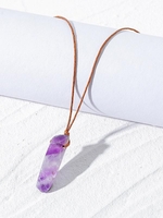 Natural Stone Leather Rope Necklace