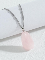 Natural Stone Teardrop Charm Necklace