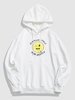 Naughty Face Letter Graphic Drop Shoulder Hoodie S White