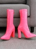 Neon Candy Color Back Zip Chunky Heeled Boots