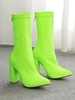 Neon Candy Color Back Zip Chunky Heeled Boots