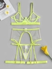 Neon Mesh Underwire Bra and Garter Set S Green