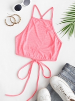 Neon Space Dye Crisscross Backless Crop Top L Light pink