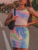 Neon Tie Dye Two Piece Dress M