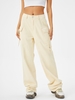 Neutral Color Pockets Wide Leg Cargo Jeans Xs Light yellow