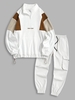 NEW YORK Colorblock Polar Fleece Sweatshirt and Jogger Cargo Pants Set Outfit White