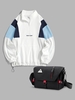 NEW YORK Embroidery Polar Fleece Colorblock Sweatshirt With Flap Crossbody Bag Black