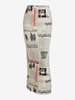 Newspaper Print Slinky Maxi Skirt M Light coffee
