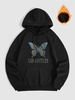 Noctilucence LOS ANGELES Butterfly Pattern Fleece-lined Hoodie L Black
