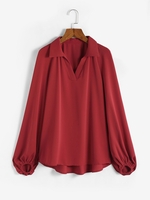 Notched Collared Solid Top S Deep red