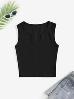 Notched Crop Tank Top S Black