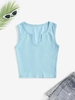 Notched Crop Tank Top S Robin egg blue