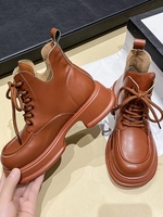 Notched Lace Up Platform Combat Boots